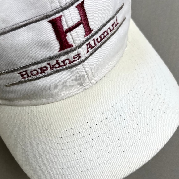 Vintage Hopkins University Hat Cap Snapback White The Game Bar Script Logo 90s - Picture 8 of 9